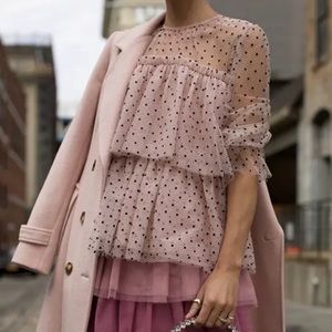 Halogen x Atlantic pacific tiered polka dot tulle top